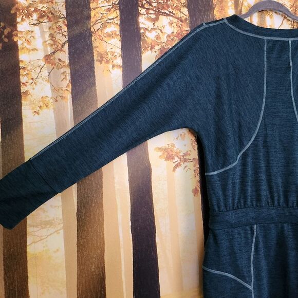 Athleta Give It Your All Small Dress Long Sleeve Drawstring Teal Pockets - Picture 5 of 13